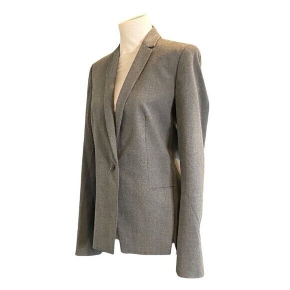 Elie Tahari Notched Collar Slim Lapel One Button Pewter Gray Blazer Size 6 - Picture 2 of 7